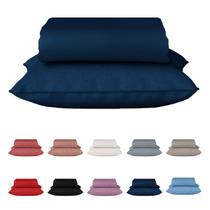 Jogo de Lençol Solteiro 2 Peças Azul 100% Algodão C/ Elástico Jogo de Lençol Solteiro 2 Peças Azul 100% Algodão C/ Elástico