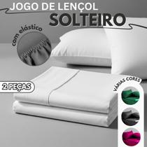 Jogo De Lençol Solteiro 2 Peças com Elástico 1,88 x 0,88 x 20 cm de altura - Várias Cores