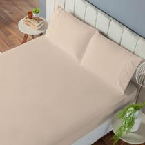 Jogo de Lençol Solteiro 2 Peças Laura 400 Fios 100% Poliéster - Cáqui