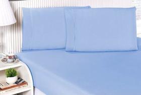 Jogo de Lençol Solteiro 2 Peças Percal 150 Fios Azul 100% Algodão Jogo de Lençol Solteiro 2 Peças Percal 150 Fios Azul 100% Algodão