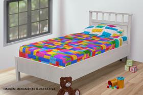 Jogo De Lençol Solteiro 3 Peças Conjunto Blocos de Montar Colorido