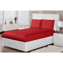 Jogo de Lençol Solteiro 3 Peças Vermelho 100% Algodão