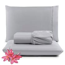Jogo de lençol solteiro 3pçs micro percal 400 fios
