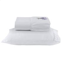 Jogo de Lençol Solteiro 400 Fios Ponto Palito Lençol com Elástico e Fronha Branco 02 Peças