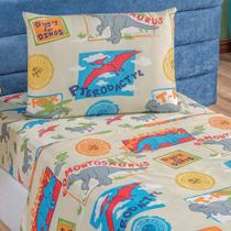 Jogo de Lençol Solteiro Babel em Microfibra 3pç 100% Poliéster - Kids Dino