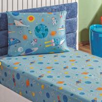 Jogo de Lençol Solteiro Bouti Kids Infantil Estampado 2 peças - Astronauta