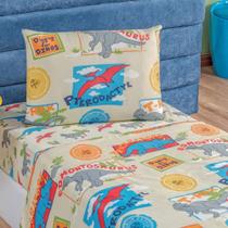 Jogo de Lençol Solteiro Bouti Kids Infantil Estampado 3 peças - Dino
