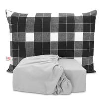 Jogo De Lençol Solteiro Elástico Algodão Pol Xadrez Listrado 2 Peças