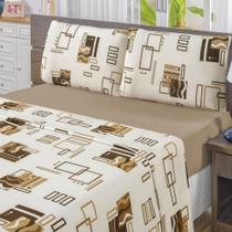 Jogo de Lençol Solteiro em Malha 3 Peças - Avelã - 100% Algodão