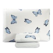 Jogo de Lençol Solteiro Essencialle 150 Fios 3 Peças - Borboletas Azuis Jogo de Lençol Solteiro Essencialle 150 Fios 3 Peças - Borboletas Azuis
