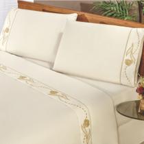 Jogo de Lençol Solteiro Imperio 3 Peças Percal 180 fios - Palha - 80% Algodão, 20% Poliéster