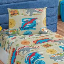 Jogo de lençol solteiro infantil 3pç - kids dino