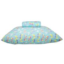 Jogo de Lençol Solteiro KazzaVip Malha Misto 70% Algodão e 30% Poliéster Estampado com Elástico 2 Peças Borboletas Verde