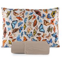 Jogo de Lençol Solteiro Malha 100% Algodão 02 Pçs C/ Elástico Estampado Bege