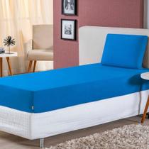 Jogo De Lençol Solteiro Malha 100% Algodão 2 Peças - Turquesa