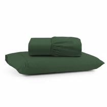 Jogo De Lençol Solteiro Premium Soft 600 Fios Micropercal Verde Escuro Ponto Palito Toque Macio 2 Peças