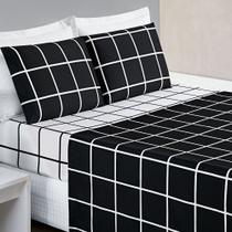 Jogo de Lençol Solteiro Square 3pç 100% Poliéster - Preto