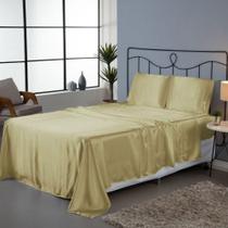 Jogo De Lençol Sublime 4 Peças King 100% Poliéster Tecido Cetim Charmousse - Dourado Jogo De Lençol Sublime 4 Peças King 100% Poliéster Tecido Cetim Charmousse - Dourado