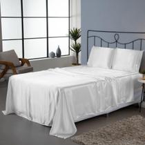 Jogo De Lençol Sublime 4 Peças King 100% Poliéster Tecido Cetim Charmousse - visual com a cor Branco Jogo De Lençol Sublime 4 Peças King 100% Poliéster Tecido Cetim Charmousse - visual com a cor Branco