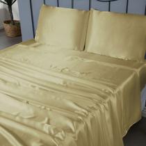 Jogo De Lençol Sublime 4 Peças Queen 100% Poliéster Tecido Cetim Charmousse - Dourado Jogo De Lençol Sublime 4 Peças Queen 100% Poliéster Tecido Cetim Charmousse - Dourado
