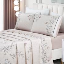 Jogo De Lençol Summer Casal 4 Peças Micropercal 300 Fios Estampado Floral Ramo Malva 100% Poliéster Jogo De Lençol Summer Casal 4 Peças Micropercal 300 Fios Estampado Floral Ramo Malva 100% Poliéster