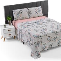 Jogo de Lençol Super King 4 Peças Estampado Percal 200 Fios 100 Algodão