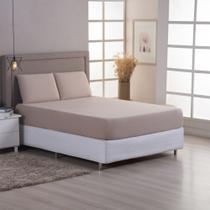 Jogo de Lençol Super King com Elástico e Fronha em Malha 100% Algodão Penteado, Extra Macio