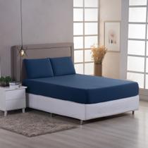 Jogo de Lençol Super King com Elástico e Fronha em Malha 100% Algodão Penteado, Extra Macio