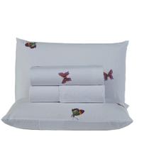 Jogo De Lençol Supreme Casal 4 Peças Estampado 100% Algodão Percal 200 Fios - Borboleta