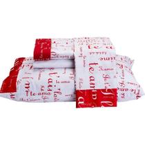 Jogo De Lençol Te Amo Queen 4 Peças Estampado 100% Algodão Percal 150 Fios - Vermelho-branco Jogo De Lençol Te Amo Queen 4 Peças Estampado 100% Algodão Percal 150 Fios - Vermelho-branco