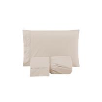 Jogo de Lençol Versatile Ponto Palito Simples 3 Peças Queen Micropercal 100% Poliéster - Cáqui