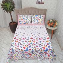 Jogo De Lençol Viena Casal Percal 200 Fios 4 Peças-Borboleta Rose