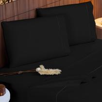 Jogo De Lençol Viúva 4 Peças 400 Fios Completo Toque de Seda Detalhe Ponto Palito