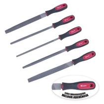 Jogo de limas murca, cabo dupla injecao triangular, quadrada, meia-cana, redonda e chata 200 mm 8 mtx