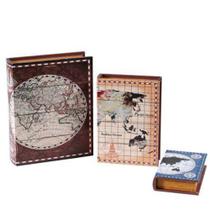 Jogo De Livros Em Mdf Mapa 03 Peças - Entrecasa