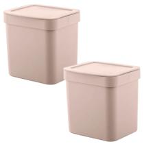 Jogo de Lixeiras para Cozinha e Banheiro 2,5L 2 peças Trium Bege - Ou