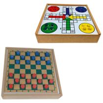 Jogo De Ludo E Dama 2em1 Tabuleiro Em Madeira