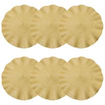 Jogo de Lugares Americanos Grande 38cm Dourado Babado Com 6 Unidades Jogo de Lugares Americanos Grande 38cm Dourado Babado Com 6 Unidades