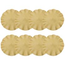 Jogo De Lugares Americanos Para Pratos Com 38cm Babado Dourado - 8 Peças