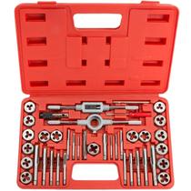 Jogo de Machos e Tarraxas Aço Carbono Cossinete Rosqueamento 40 Peças