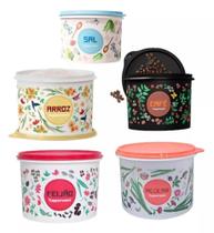Jogo De Mantimento Floral 5 Peças C/arroz 2 Kg - Tupperware