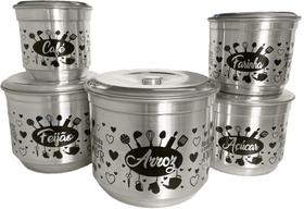 Jogo De Mantimentos Alumínio Pote Conjunto Decorado 5 Peças Jogo De Mantimentos Alumínio Pote Conjunto Decorado 5 Peças