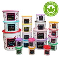 Jogo de Mantimentos De Plástico 20 Peças Redondo Porta Condimentos e Tempero Potes de Cozinha