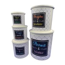 Jogo De Mantimentos Plástico 5 Peças Porta Alimentos Cozinha Ref-101 Jogo De Mantimentos Plástico 5 Peças Porta Alimentos Cozinha Ref-101