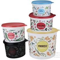Jogo de Mantimentos Tupperware 5 peças - Floral