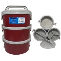 Jogo De Marmitas Térmica Divisórias 3 Peças 1,5 Litro Vermelha Soprano Jogo De Marmitas Térmica Divisórias 3 Peças 1,5 Litro Vermelha Soprano