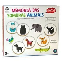 Jogo De Memória Das Sombras Animais Infantil Madeira Zastras
