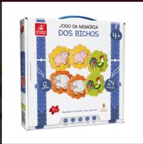 Jogo de Memória dos Bichos Infantil em Madeira Desenvolve Memória e Concentração com 24 Peças Educativas e Resistentes