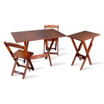 Jogo de Mesa 1,10x70 com 2 Cadeiras e Mesa Aparador Tarimatã para Area Gourmet - Imbuia Jogo de Mesa 1,10x70 com 2 Cadeiras e Mesa Aparador Tarimatã para Area Gourmet - Imbuia