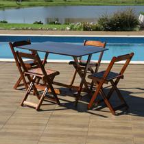 Jogo de Mesa 120x70 Com 4 Cadeiras Dobráveis de Madeira Imbuia - Móveis Britz